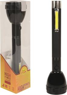Care 4 JY 2080 Rechargeable Flashlight with 2 Steps Switch UV 18650 Lithium Battery Torch (Black : Rechargeable) WITH 3W COB + 5W MAIN TORCH Torch