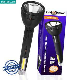 Pick Ur Needs 2 in 1 Lithium Battery Long Range Led torch Light Rechargeable with 2000mAh Battery Torch