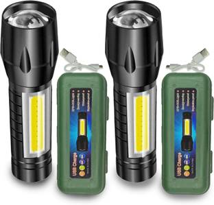Sunaze Chargeable Pocket Torch With Side COB LED Light Zooming Head Adjusting Focus LED Torch