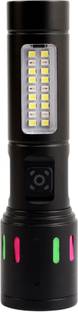 MZ M033 (RECHARGEABLE LED METAL TORCH) Zoomable 80W, 6 Modes, 1200mAh Battery Torch