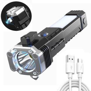 FITUP 8 in 1 LED 3W with Glass Hammer & Cutter, Mobile USB Fast Charger Power Bank Torch