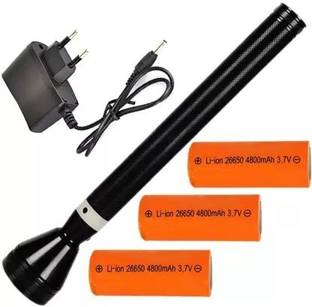 99Drops Reachargeable Metal Body Torch With 3 Battery include torch 34 cm Torch