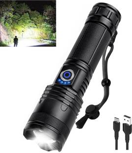 CRENTILA 375 (ZOOMABLE METAL LED TORCH) 5 Modes Flashlight, Super Bright 200W LED Light Torch