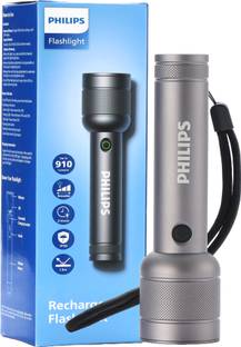 PHILIPS 4 Mode Flashlight, 2200mAh Li-ion Battery, 910 lm, IP55, SFL2186R/56 Aluminium Torch