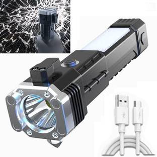 DEGNO Led torch light with hammer mobile power bank belt cutter long range battery Torch