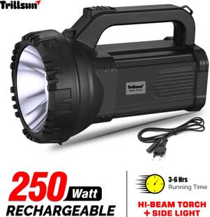 Trillsun Powerfull Long Range 250W Laser LED Search Light + Hi-Bright Tube Chargeable Torch