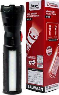 Balwaan BT-12 Handheld Flashlight Torch 1200mAh Battery, 1W SMD LED, 3-4 Hours Runtime Torch