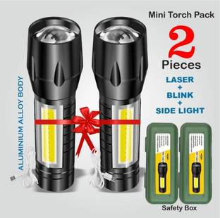 UNZAG (Pack Of 2) Pocket Troch In Mini Led Flashlight, Usb Rechargeable Zoomable Lamp Torch