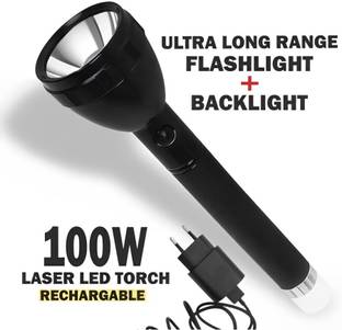 Dazzel Flex Rechargeable 2 In 1 Torch Light Battery 2000mAh Flash With Back Light Torch