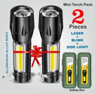 JK Sales Rechargeable 2 in 1 zoomable flashlight & emergency light with USB cable desk Torch