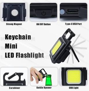 MHAX LED_Flashlight 800 Lumens COB Rechargeable Keychain Flashlight 3 Light Modes Torch