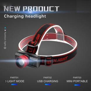 Care 4 102 ZOOMABLED HEADLAMP 30W ZOOM light High Power Headlamp Usb Charging High Power head torch (waterproof, with head belt) with zooming function Torch (Black : Rechargeable) Torch