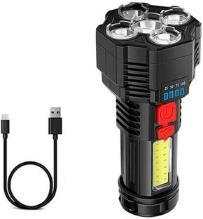 Care 4 5LED USB Charging Flashlight with COB Side Light(Battery indicator) Torch