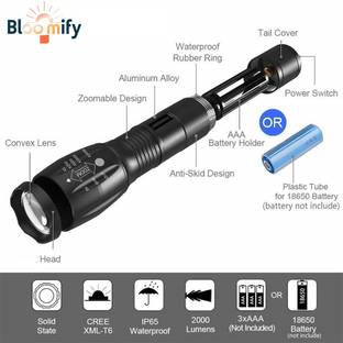 BloomiFy BMT-M6 Best-Performance Rechargeable Torch 5 Modes & Zoomable Function Torch