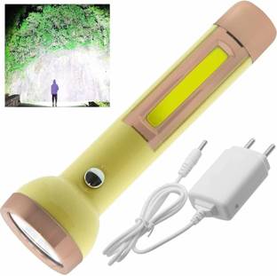 CRENTILA Rechargeable Emergency Light 2 In 1 Led FlashLight High Power with Side Light Torch