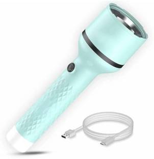 Oximus Rechargeable Torch Emergency Light With 4 Mode Light Type C Fast Charging 5 hrs Torch Emergency Light