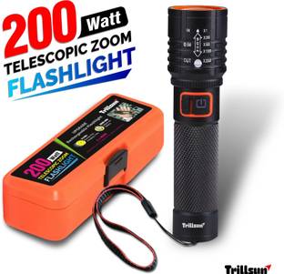 Trillsun High Power Torch with Zoomable Metal body 5 Mode Flashlight Rechargeable Torch