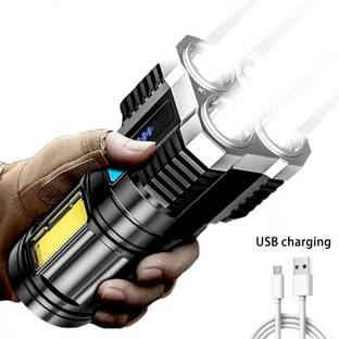HumBiG ™Rechargeable LED Torch, 4 Modes Waterproof Powerful Rechargeable Flashlight टॉर्च
