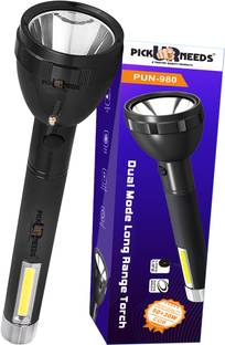 Daily Needs Shop Long Range Led Torch Light Rechargeable With Dual Lithium Battery 2 In 1 Torch