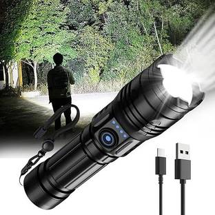 Zeno volt 375 (ZOOMABLE METAL LED TORCH) 5 Modes Flashlight, Super Bright 200W LED Light 6 hrs Torch Emergency Light