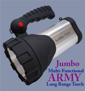 TRX 3 km long range laser jumbo kisan blinker LED multi functional metal body torch 15 hrs Torch Emergency Light