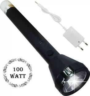 CRENTILA Rechargeable 2 in 1 Long Range Torch Up to 1 Km With Dual Lithium Battery Torch Torch