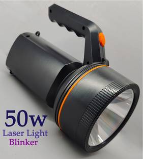 shoptric 1 km long range rechargeable 50w blinker high brightness torch light with 3 mode 5 hrs Torch Emergency Light