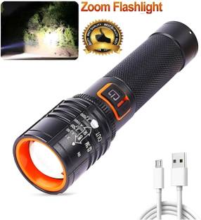 Zeno volt 035 Zoomable LED Metal Troch 4 Modes Flashlight, Super Bright LED Emergency Torch