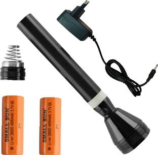 Small Sun Bright LED 100mtrs Real Range Distance with Drop Resistance Protection LED Rechargeable Torch Waterproof Splash Torch