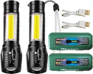Wifton (Pack of 2) Mini Pocket Light Zoom COB USB Charging Led Water Proof Torch Torch