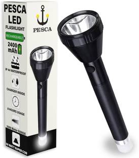 PESCA Rechargeable 2-in-1 Torch Flashlight with COB Back Light - Dual Mode LED Torch