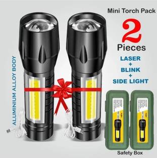 99Drops (Pack of 2) Min Pocket zoomable usb metal Torch (Black, 9.3 cm, ) Torch