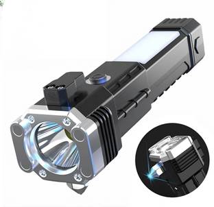 DEGNO Led torch light with mobile charger hammer belt cutter long range battery Torch
