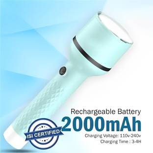 CRENTILA Rechargeable 2 in 1 Long Range Search Light With 4 Mode Light Long Backup LED Torch