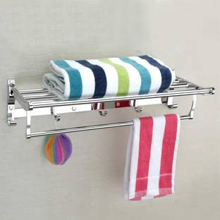 Plantex Premium Stainless Steel Folding Towel Rack for Bathroom(1.5 Feet Long) Towel Stand/Towel Hanger/Towel Holder/Bathroom Accessories for Home Chrome Finish Towel Holder