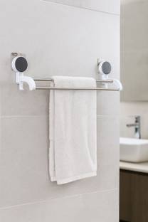 KITCHKART Double Rod Self Adhesive Towel Holder Bar For Bathroom,Living Room and Kitchen white Towel Holder