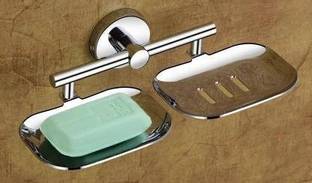 iSTAR Double Soap Dish Stand, Double Soap dish Holder, Bathroom Accessories(Chrome Finish, 304 Stainless Steel) (Silver) PACK OF 1 steel Towel Holder