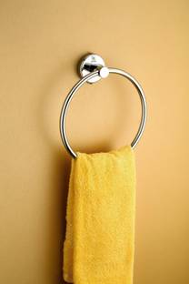 iSTAR Stainless Steel Chrome Finished Round Towel Ring Napkin Holder (Pack 1) 6 inch 1 Bar Towel Rod