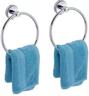 Prestige Stainless Steel Round Towel Ring for Bathroom/Napkin-Towel Hanger- Pack of 2 SILVER Towel Holder