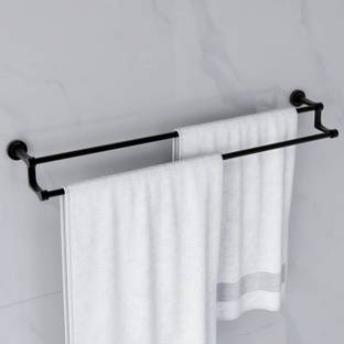 Plantex Premium Stainless Steel & Aluminum Towel Rod/Towel Rod/Towel Hanger for Bathroom/Stand/Bathroom Accessories (24 Inch) Black Towel Holder