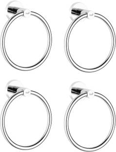Prestige Round Shape Bathroom and Kithchen chrome Towel Holder- Pack of -4 Towel Holder (Stainless Steel) SILVER Towel Holder