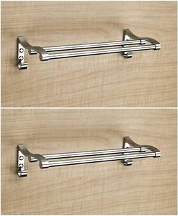 QUXOZO L Rack Towel hanger Stainless Steel, Aluminium Bathroom Towel Rack (Pack of 2) Towel Holder