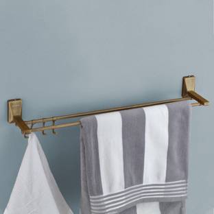 Plantex 304 Grade Stainless Steel Crystal 24 inch Double Towel Rod/Bathroom Towel Hanger Brass Antique Towel Holder