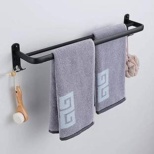 iSTAR Towel Hanger with Hooks/Towel Holder/Bathroom Accessories - 24 Inch BLACK Towel Holder