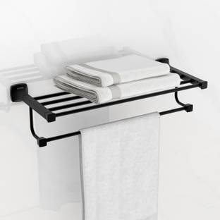 Plantex Space Aluminum Towel Rack for Bathroom/Towel Stand/Hanger/Bathroom Accessories(24 Inch-Black) Black Towel Holder