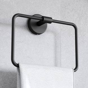 Plantex Towel Ring for Bathroom/Square Napkin Ring/Towel Stand for Bathroom Black Towel Holder
