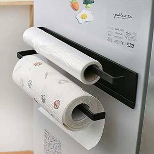 ARHAT ORGANIZERS Magnetic Double Towel Holder Tissue Roll Holder | Foil roll & Clean wrap black Black Towel Holder