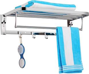 Plantex Stainless Steel High-Grade Folding Towel Rack for Bathroom/Towel Stand/Hanger/Bathroom Accessories - Silver (24 Inch) Chrome Finish Towel Holder