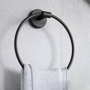 Plantex Round Napkin Ring/Towel Ring for Bathroom/Towel Stand for Bathroom Accessories Black Towel Holder