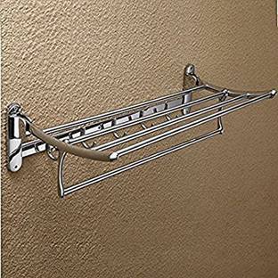 TOPAZ Folding Towel Rack Shelf 24 inch Silver Towel Holder